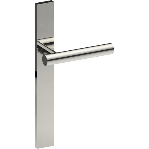 RIENZA Door Handle on B02 EXTERNAL European Standard Backplate, Concealed Fixing (Half Set)  in Polished Stainless