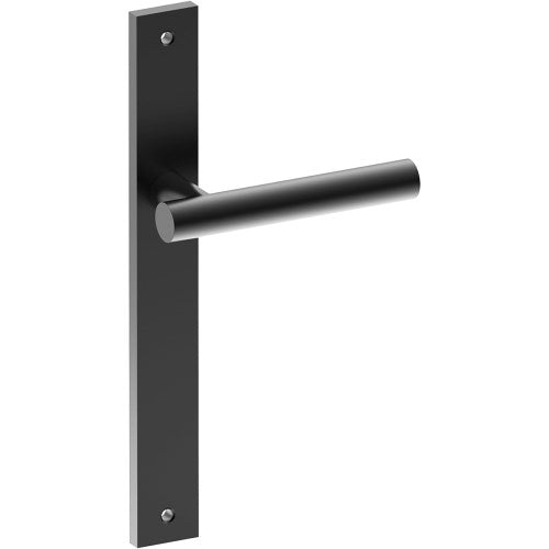 RIENZA Door Handle on B02 INTERNAL European Standard Backplate, Visible Fixing (Half Set)  in Black Teflon