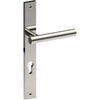 RIENZA Door Handle on B02 INTERNAL European Standard Backplate with Cylinder Hole, Visible Fixing (Half Set) 85mm CTC in Polished Stainless