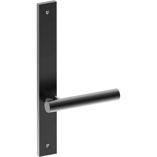 RIENZA Door Handle on B02 INTERNAL Australian Standard Backplate, Visible Fixing (Half Set)  in Black Teflon