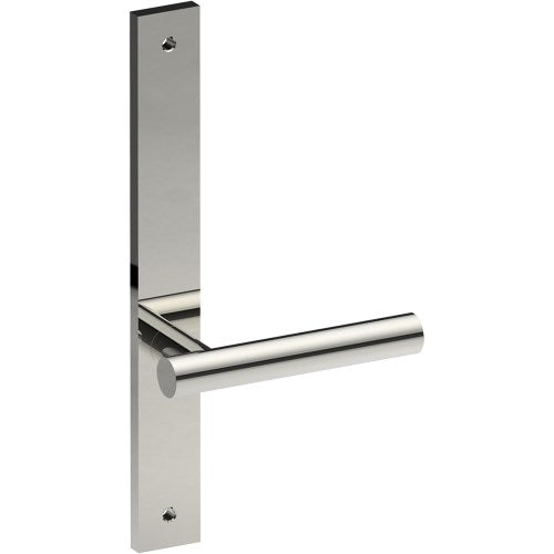 RIENZA Door Handle on B02 INTERNAL Australian Standard Backplate, Visible Fixing (Half Set)  in Polished Stainless