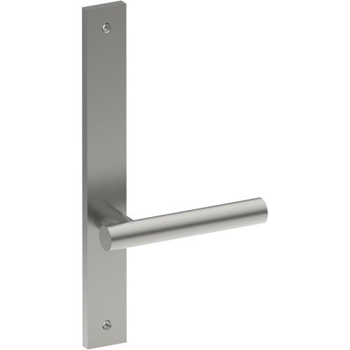 RIENZA Door Handle on B02 INTERNAL Australian Standard Backplate, Visible Fixing (Half Set)  in Satin Stainless