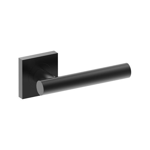 RIENZA Door Handles on Square Rose Concealed Fix Rose (Latch Sold Seperately) in Black Teflon