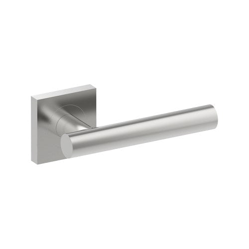 RIENZA Door Handles on Square Rose Concealed Fix Rose (Latch Sold Seperately) in Satin Stainless