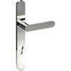 ROUBAIX Door Handle on B01 EXTERNAL European Standard Backplate with Cylinder Hole, Concealed Fixing (Half Set) 85mm CTC in Polished Stainless