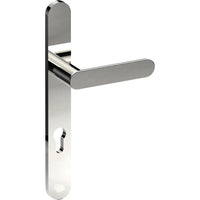 ROUBAIX Door Handle on B01 EXTERNAL European Standard Backplate with Cylinder Hole, Concealed Fixing (Half Set) 85mm CTC in Polished Stainless