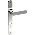 ROUBAIX Door Handle on B01 INTERNAL European Standard Backplate with Cylinder Hole, Visible Fixing (Half Set) 85mm CTC in Polished Stainless