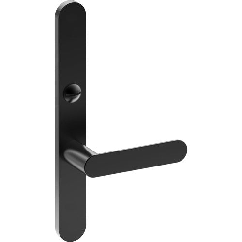 ROUBAIX Door Handle on B01 EXTERNAL Australian Standard Backplate with Emergency Release, Concealed Fixing (Half Set) 64mm CTC in Black Teflon