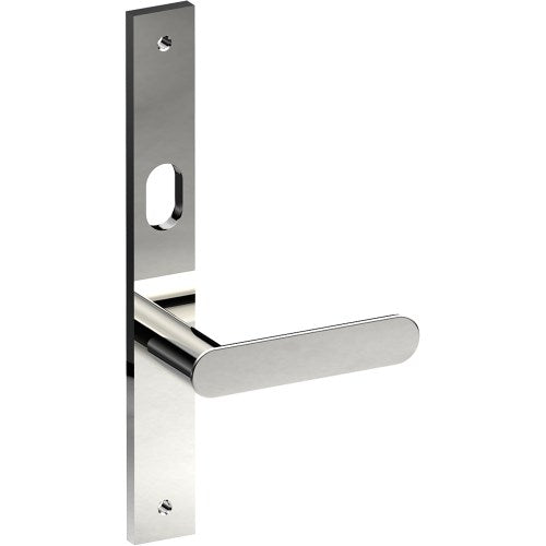 ROUBAIX Door Handle on B02 INTERNAL Australian Standard Backplate with Cylinder Hole, Visible Fixing (Half Set) 64mm CTC in Polished Stainless