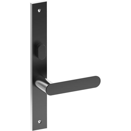 ROUBAIX Door Handle on B02 INTERNAL Australian Standard Backplate with Privacy Turn, Visible Fixing (Half Set) 64mm CTC in Black Teflon