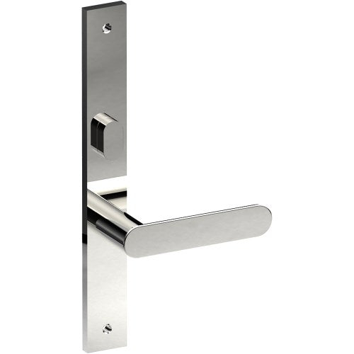 ROUBAIX Door Handle on B02 INTERNAL Australian Standard Backplate with Privacy Turn, Visible Fixing (Half Set) 64mm CTC in Polished Stainless