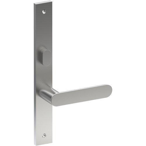 ROUBAIX Door Handle on B02 INTERNAL Australian Standard Backplate with Privacy Turn, Visible Fixing (Half Set) 64mm CTC in Satin Stainless