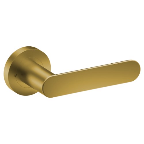 ROUBAIX Door Handles on Ø52mm Integrated Privacy Rose (Latch Sold Seperately) in Satin Brass PVD