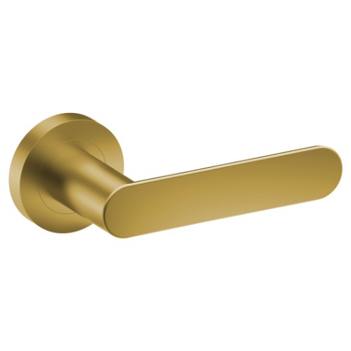 ROUBAIX Door Handles on Ø52mm Rose (Latch/Lock Sold Separately) in Satin Brass PVD