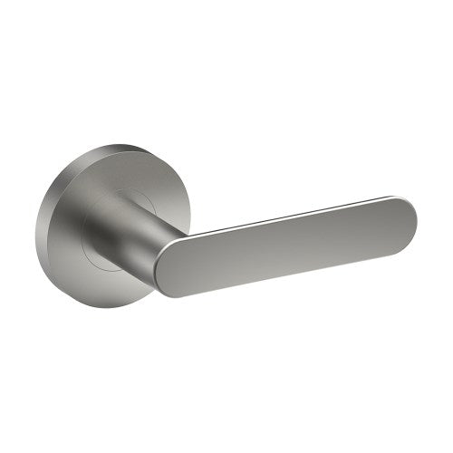 ROUBAIX Door Handles on Ø65mm Rose (Latch/Lock Sold Seperately) in Satin Stainless