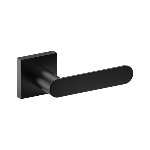 ROUBAIX Door Handles on Square Rose Concealed Fix Rose (Latch/Lock Sold Seperately) in Black Teflon