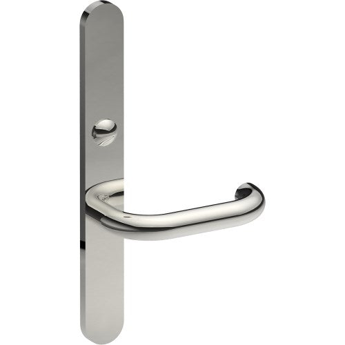 SAFETY Door Handle on B01 EXTERNAL Australian Standard Backplate with Emergency Release, Concealed Fixing (Half Set) 64mm CTC in Polished Stainless