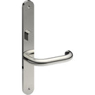 SAFETY Door Handle on B01 INTERNAL Australian Standard Backplate with Privacy Turn, Visible Fixing (Half Set) 64mm CTC in Polished Stainless