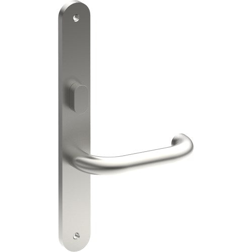 SAFETY Door Handle on B01 INTERNAL Australian Standard Backplate with Privacy Turn, Visible Fixing (Half Set) 64mm CTC in Satin Stainless