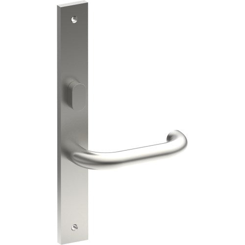 SAFETY Door Handle on B02 INTERNAL Australian Standard Backplate with Privacy Turn, Visible Fixing (Half Set) 64mm CTC in Satin Stainless