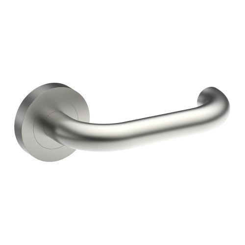 SAFETY Door Handles on Ø52mm Rose (Latch/Lock Sold Separately) in Satin Stainless