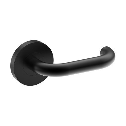Black safety door handle by Style Finish Doorware, durable metal latch with ergonomic grip, mounted on door for secure use.