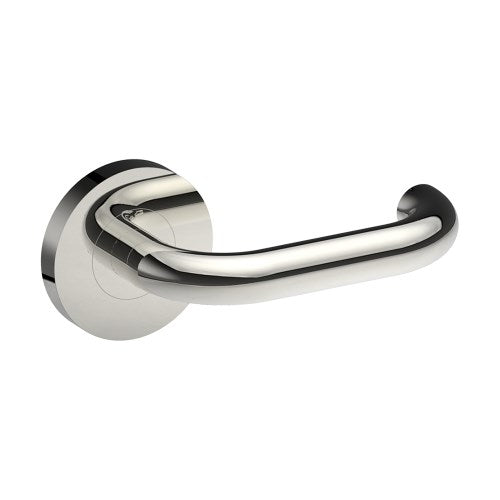 SAFETY Door Handles on Ø65mm Rose (Latch/Lock Sold Seperately) in Polished Stainless