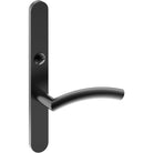 TRIESTE Door Handle on B01 EXTERNAL Australian Standard Backplate with Emergency Release, Concealed Fixing (Half Set) 64mm CTC in Black Teflon