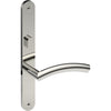 TRIESTE Door Handle on B01 INTERNAL Australian Standard Backplate with Privacy Turn, Visible Fixing (Half Set) 64mm CTC in Polished Stainless