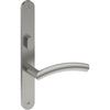 TRIESTE Door Handle on B01 INTERNAL Australian Standard Backplate with Privacy Turn, Visible Fixing (Half Set) 64mm CTC in Satin Stainless