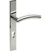 TRIESTE Door Handle on B02 EXTERNAL European Standard Backplate with Cylinder Hole, Concealed Fixing (Half Set) 85mm CTC in Polished Stainless