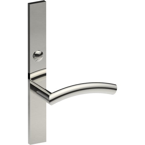 TRIESTE Door Handle on B02 EXTERNAL Australian Standard Backplate with Emergency Release, Concealed Fixing (Half Set) 64mm CTC in Polished Stainless