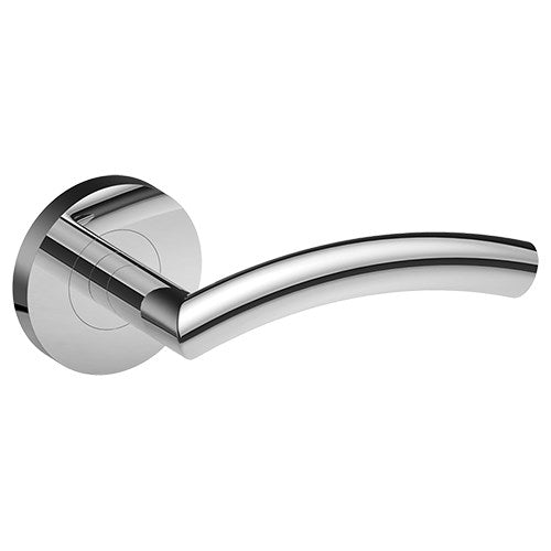 TRIESTE Door Handles on Ø65mm Rose (Latch Sold Seperately) in Polished Stainless