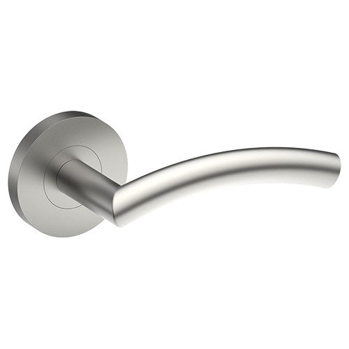 TRIESTE Door Handles on Ø65mm Rose (Latch Sold Seperately) in Satin Stainless