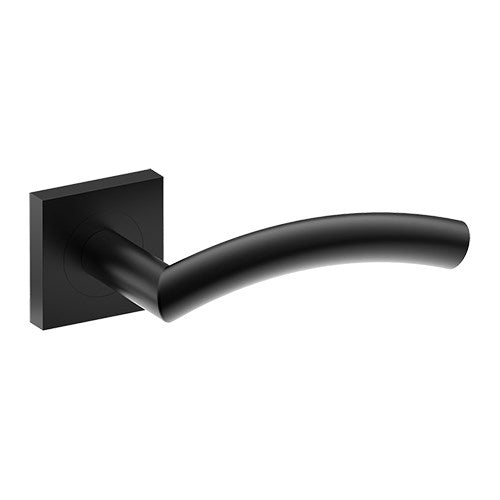 TRIESTE Door Handles on Square Rose Concealed Fix Rose (Latch Sold Seperately) in Black Teflon
