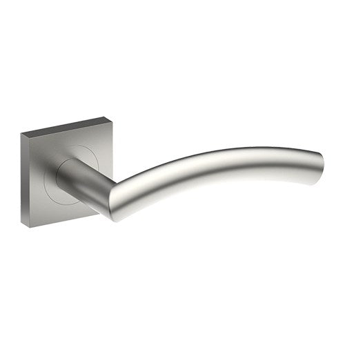 TRIESTE Door Handles on Square Rose Concealed Fix Rose (Latch Sold Seperately) in Satin Stainless