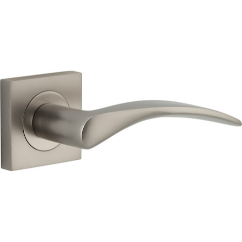 Door Lever Oxford Square Rose Pair Satin Nickel H52xW52xP60mm

(Latch/Lock Sold Separately) in Satin Nickel