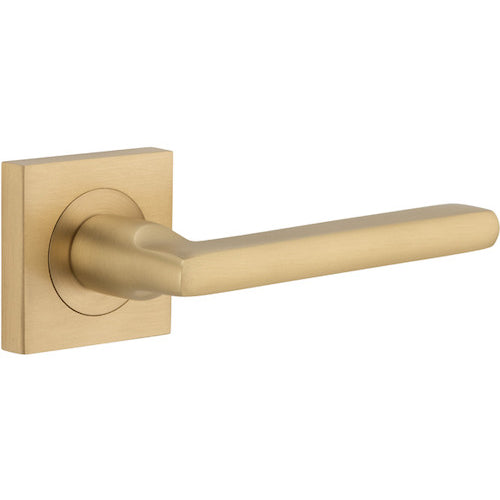 Door Lever Baltimore Square Rose Pair Brushed Brass H52xW52xP55mm

(Latch/Lock Sold Separately) in Brushed Brass