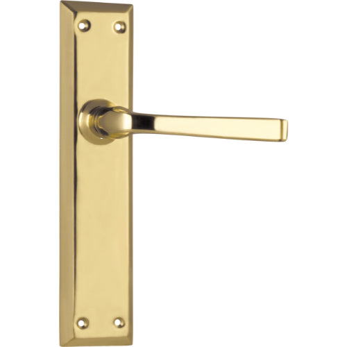 Door Lever Menton Latch Pair Polished Brass H225xW50xP75mm in Polished Brass