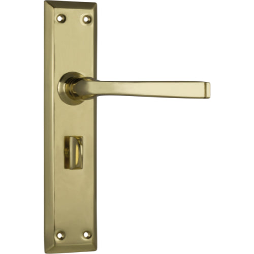 Door Lever Menton Privacy Pair Polished Brass H225xW50xP75mm in Polished Brass