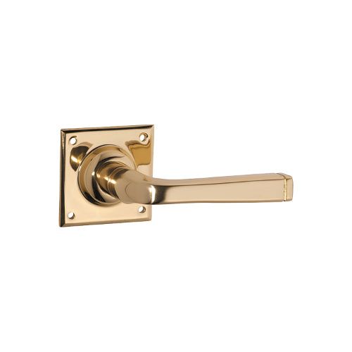 Door Lever Menton Square Rose Pair Polished Brass H60xW60xP70mm

(Latch/Lock Sold Separately) in Polished Brass