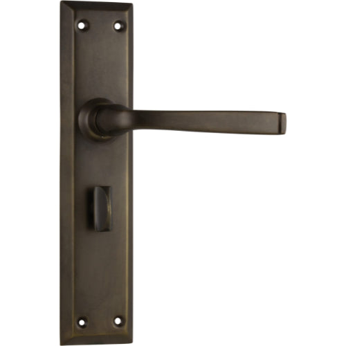 Door Lever Menton Privacy Pair Antique Brass H225xW50xP75mm in Antique Brass