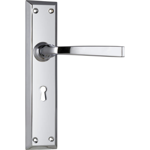 Door Lever Menton Lock Pair Chrome Plated H225xW50xP75mm in Chrome Plated