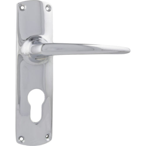 Door Lever Retro Euro Pair Chrome Plated H150xW40xP57mm in Chrome Plated