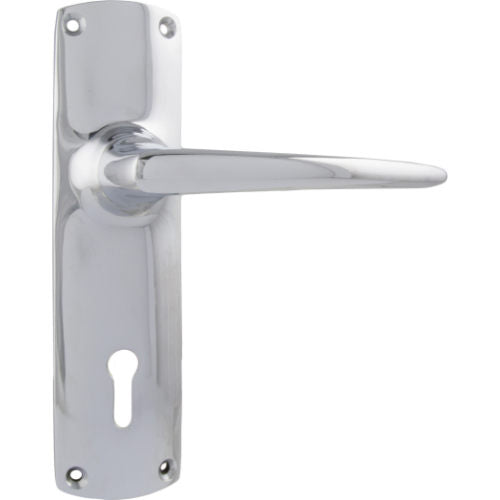 Door Lever Retro Lock Pair Chrome Plated H150xW40xP57mm in Chrome Plated