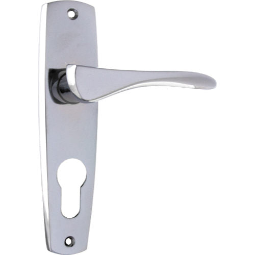 Door Lever Mid Century Euro Pair Chrome Plated H145xW35xP47mm in Chrome Plated