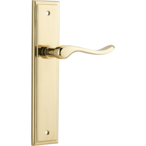 Door Lever Stirling Stepped Latch Pair Polished Brass H237xW50xP64mm in Polished Brass
