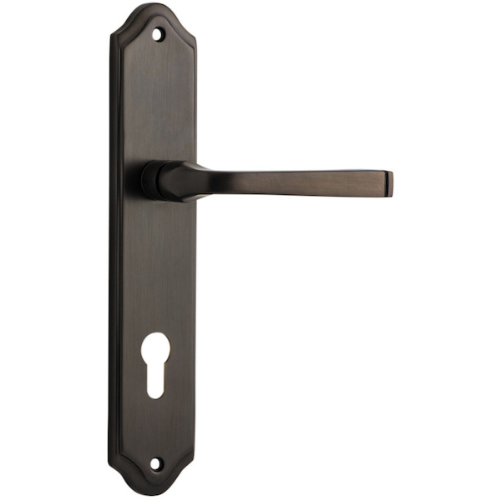Door Lever Annecy Shouldered Euro Signature Brass CTC85mm H237xW50xP65mm in Signature Brass