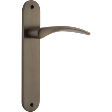 Door Lever Oxford Oval Latch Signature Brass H240xW40xP60mm in Signature Brass