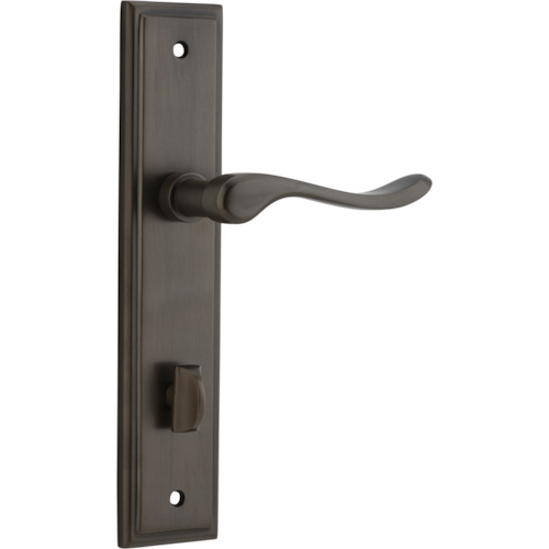 Door Lever Stirling Stepped Privacy Pair Signature Brass CTC85mm H237xW50xP64mm in Signature Brass